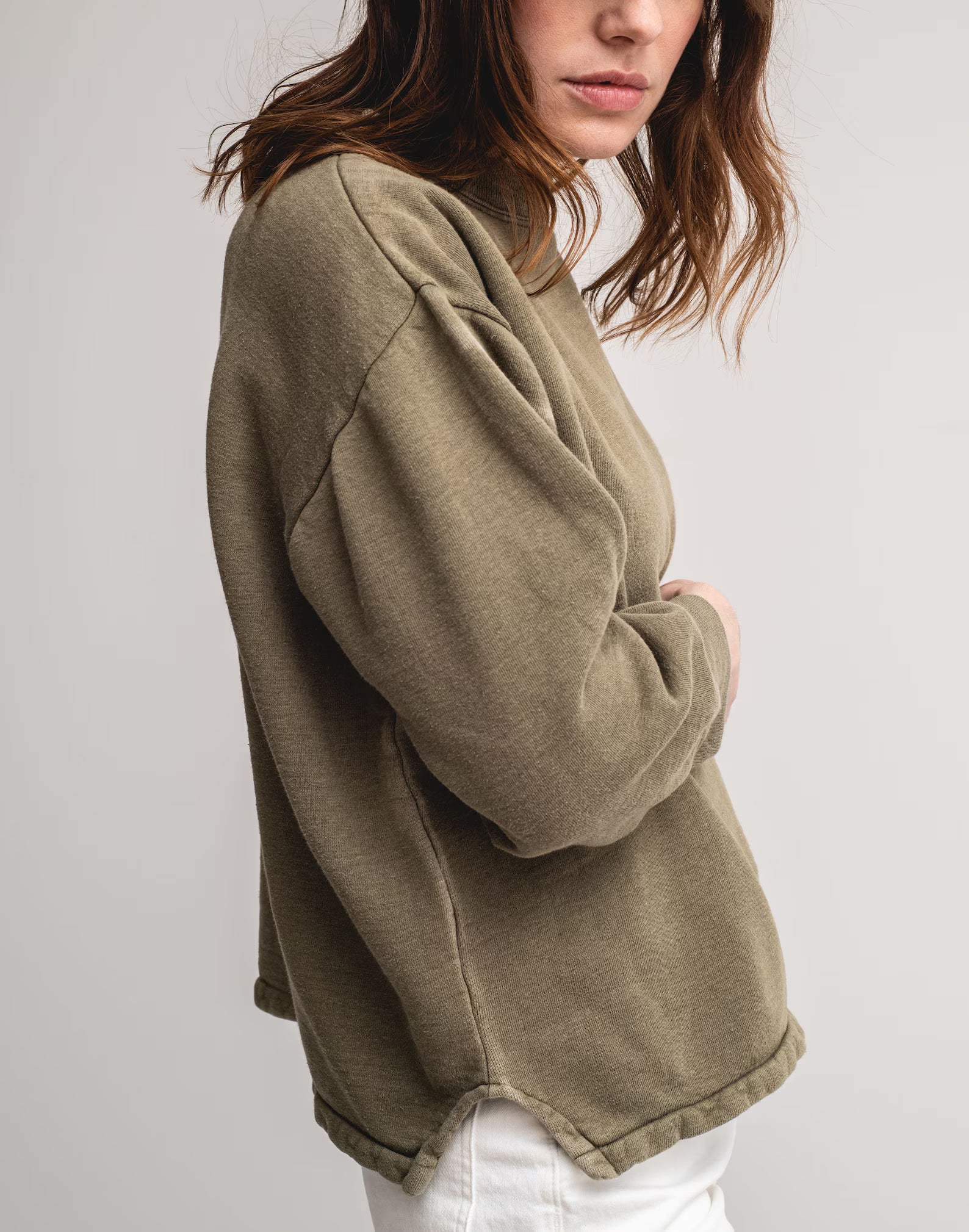 Vintage French Faded Crew Sweatshirt | Olive Green