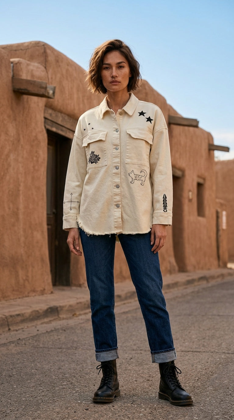Upcycled White Shirt Jacket | Knomad Tiger