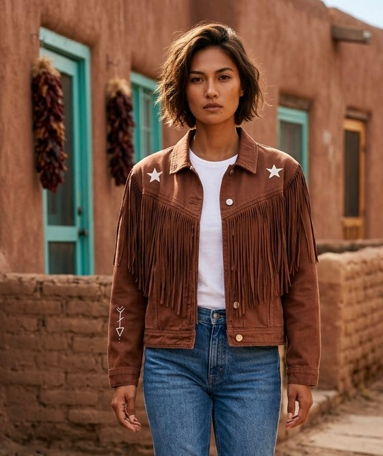 Brown Fringe Jacket | Knomad Tiger