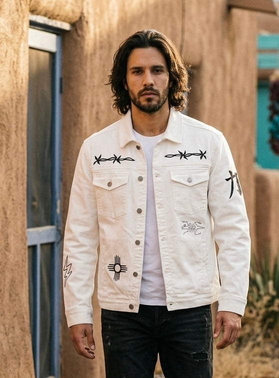 White Denim Jacket | Knomad Tiger