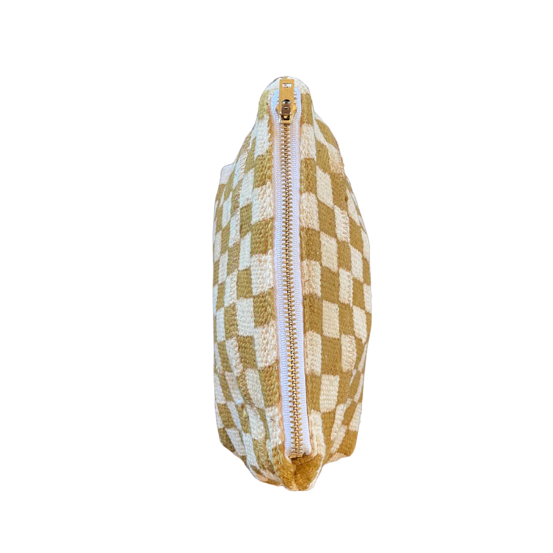 Checkered Cosmetic Bag | Mustard