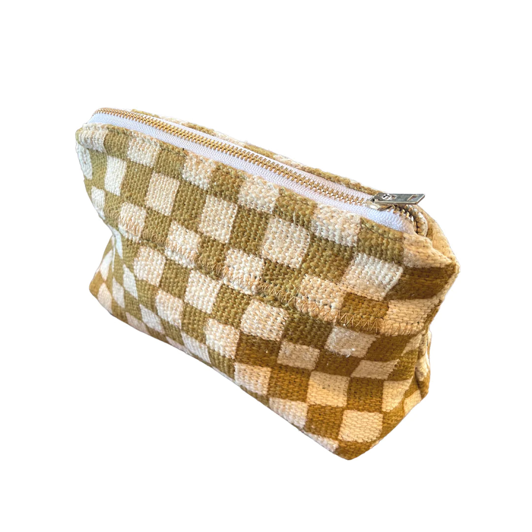 Checkered Cosmetic Bag | Mustard