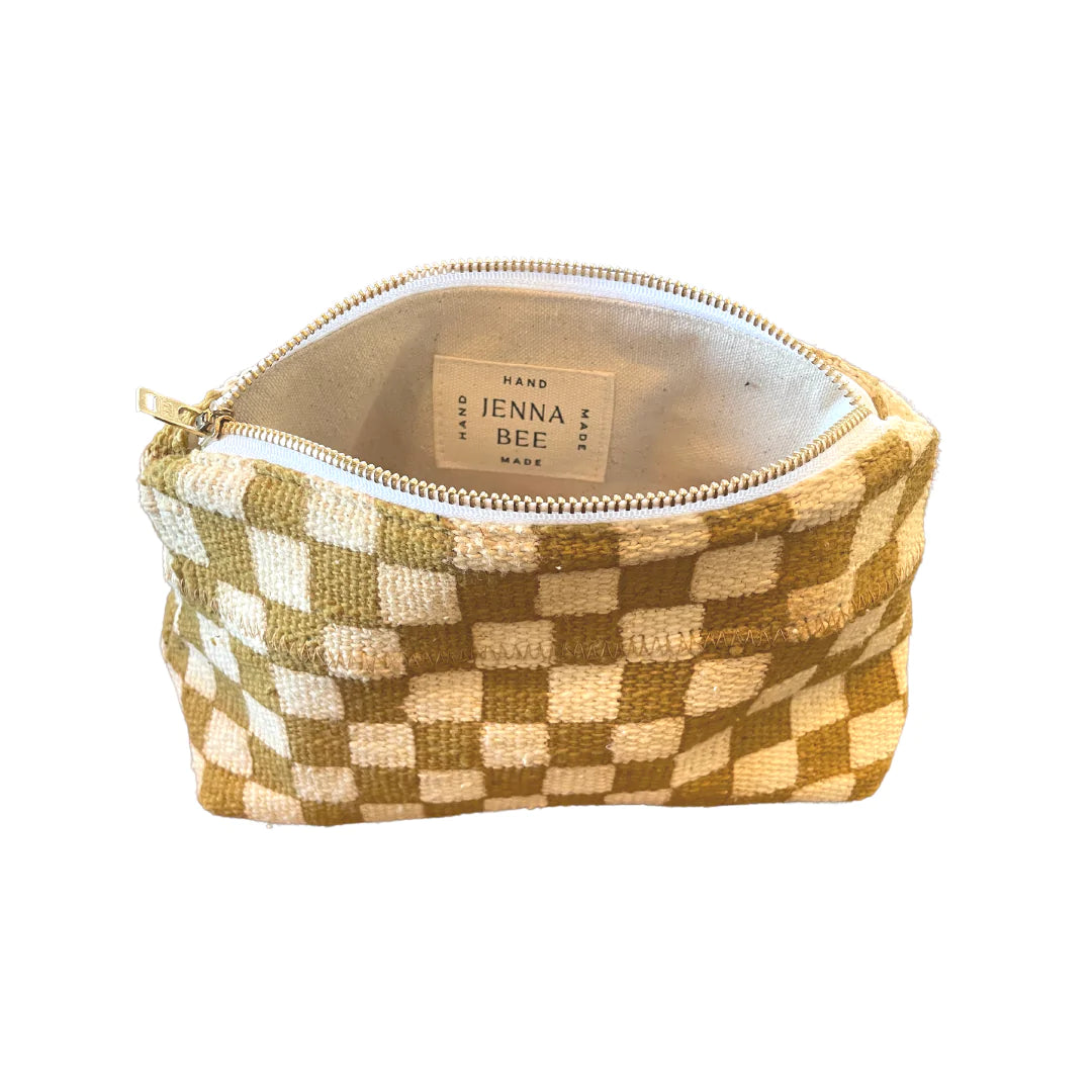 Checkered Cosmetic Bag | Mustard