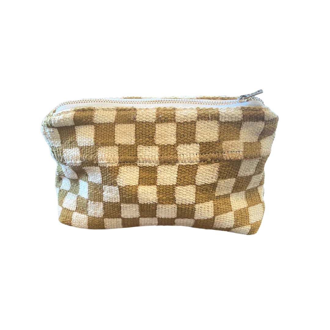 Checkered Cosmetic Bag | Mustard