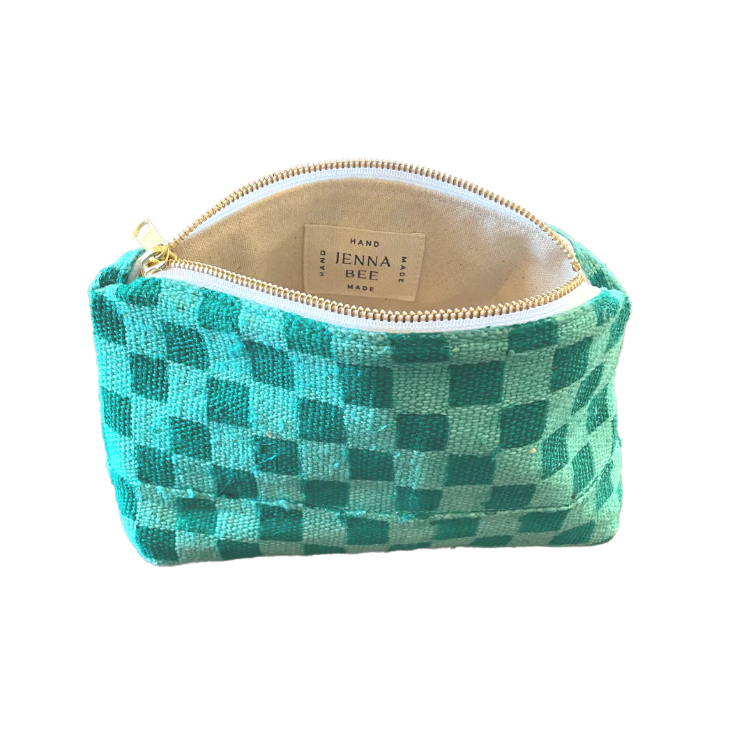 Checkered Cosmetic Bag | Teal
