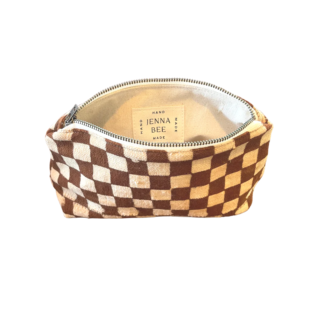 Checkered Cosmetic Bag | Rust