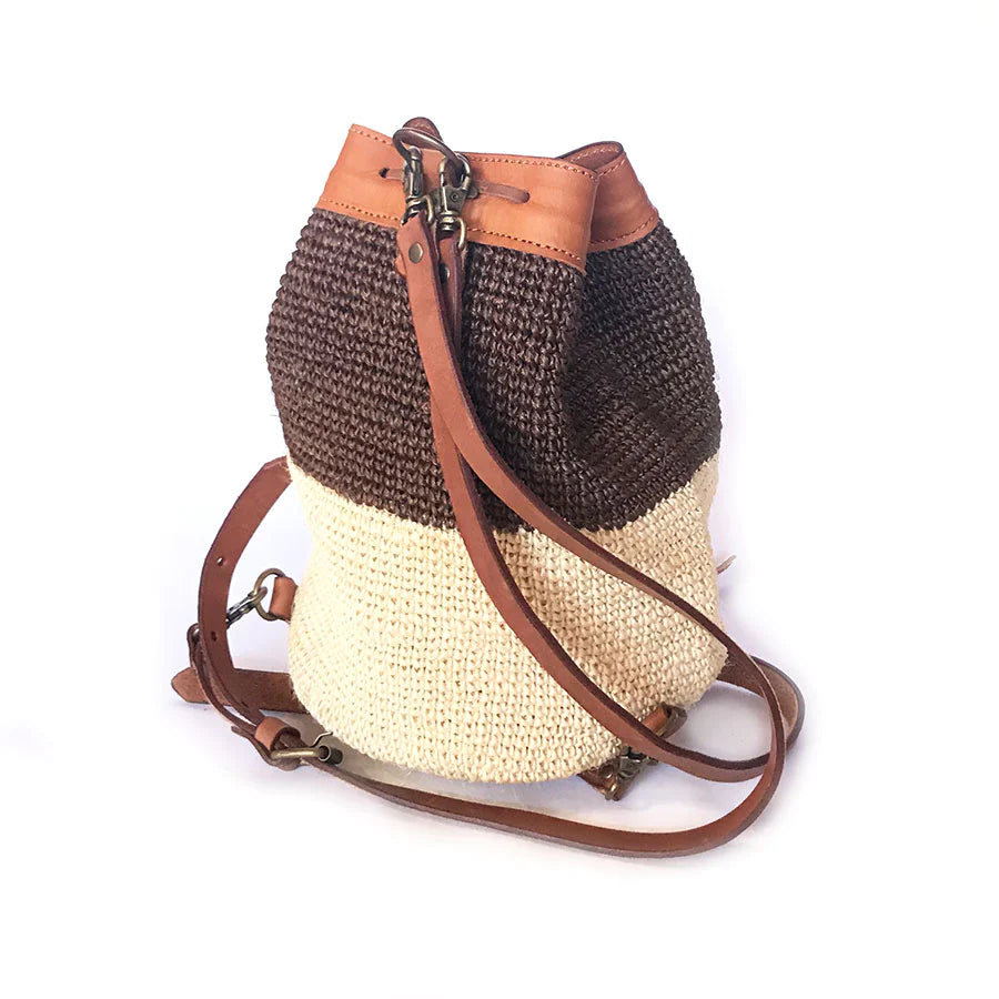 Transito Woven Mini Backpack | Brown + White